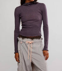 Free People Matilda Ribbed Hooded Top in grey - women's top