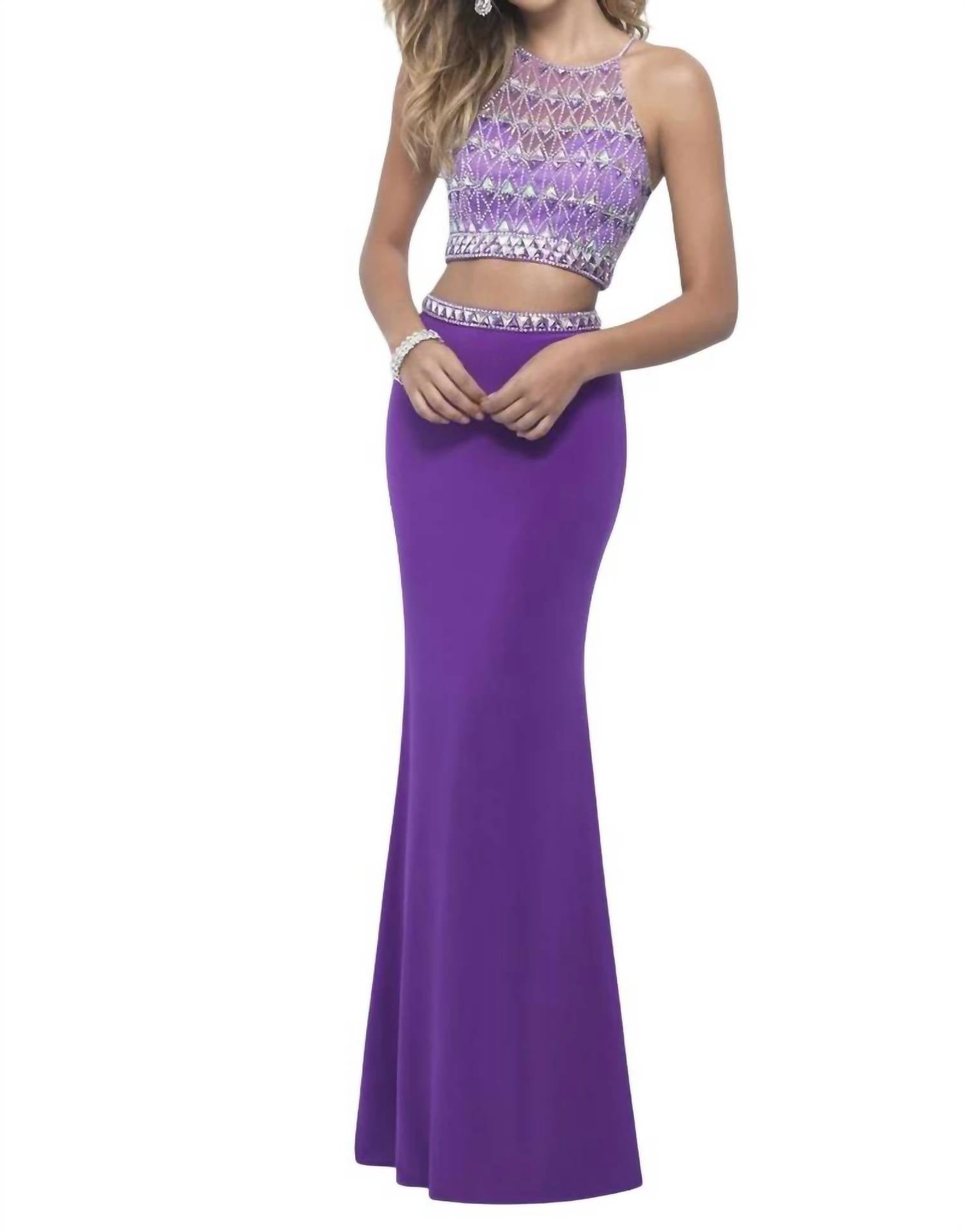 Blush Prom - Beaded Jersey Two Piece Gown