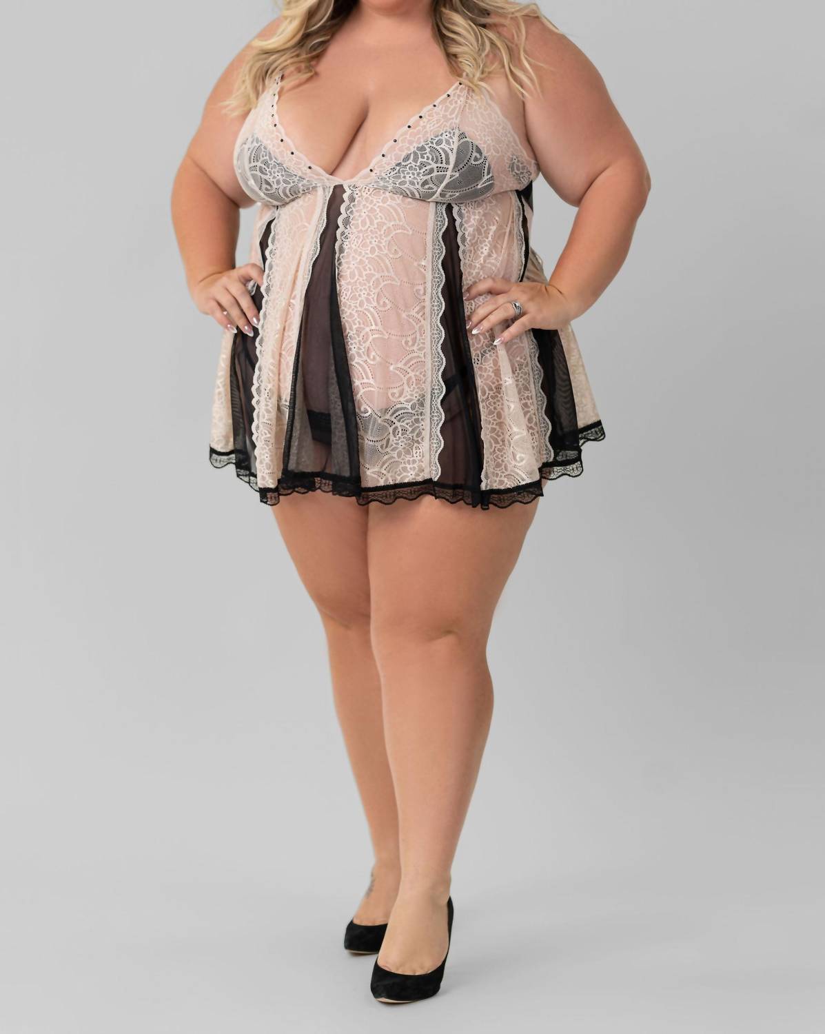 Isayes - Babydoll Nighwear Set - Plus