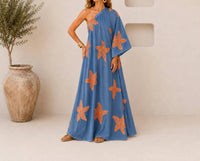Mystery Resort - Starfish One-shoulder Caftan Maxi Dress