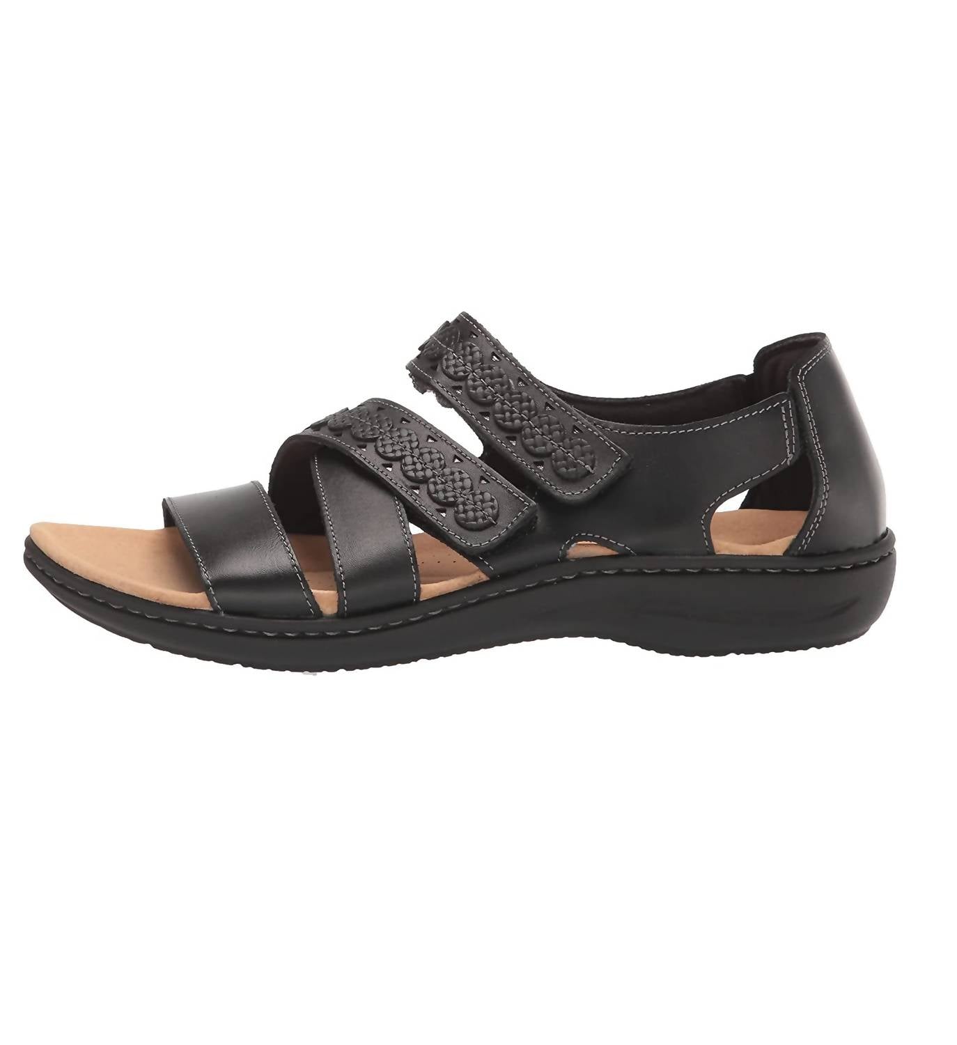 Clarks Women's Laurieann Holly Sandal in black leather - women's sandal - detail view