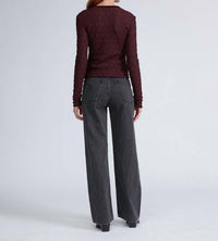 Rag & Bone Ellie Lace Long Sleeve Tee in bordeaux - women's long sleeve top - detail view