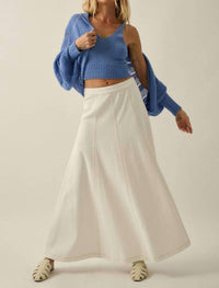 Promesa - Twill Denim Paneled A-line Maxi Skirt