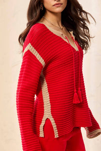 Tribal - Crochet V Neck Sweater