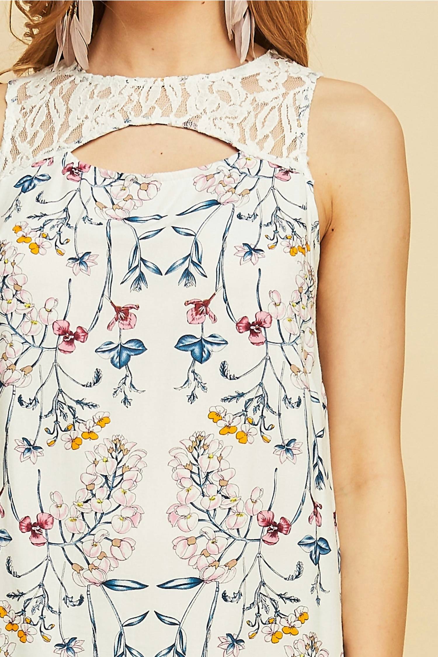 entro Floral Lace Dress in white multi - women's dress - view 5