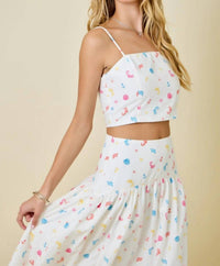 Day + Moon - Coastal Print Smocked Top