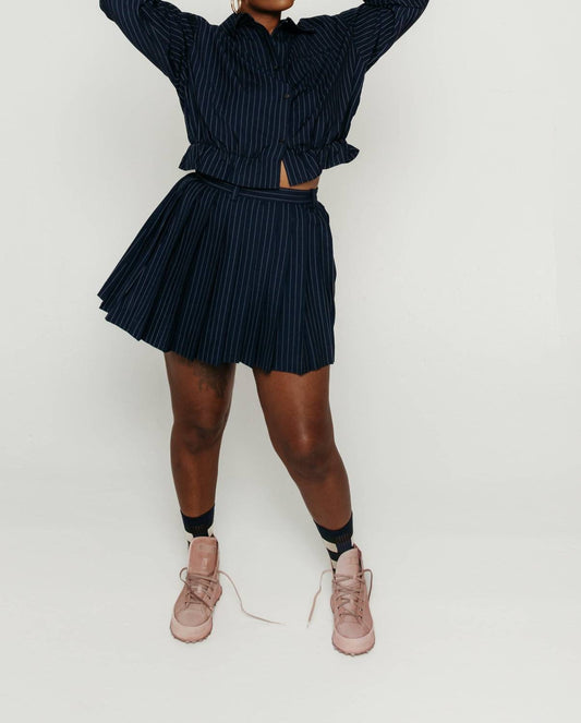 Norr - Neo Pinstripe Pleat Skirt