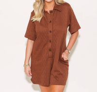 Heyson - Short Sleeve Button Down Romper