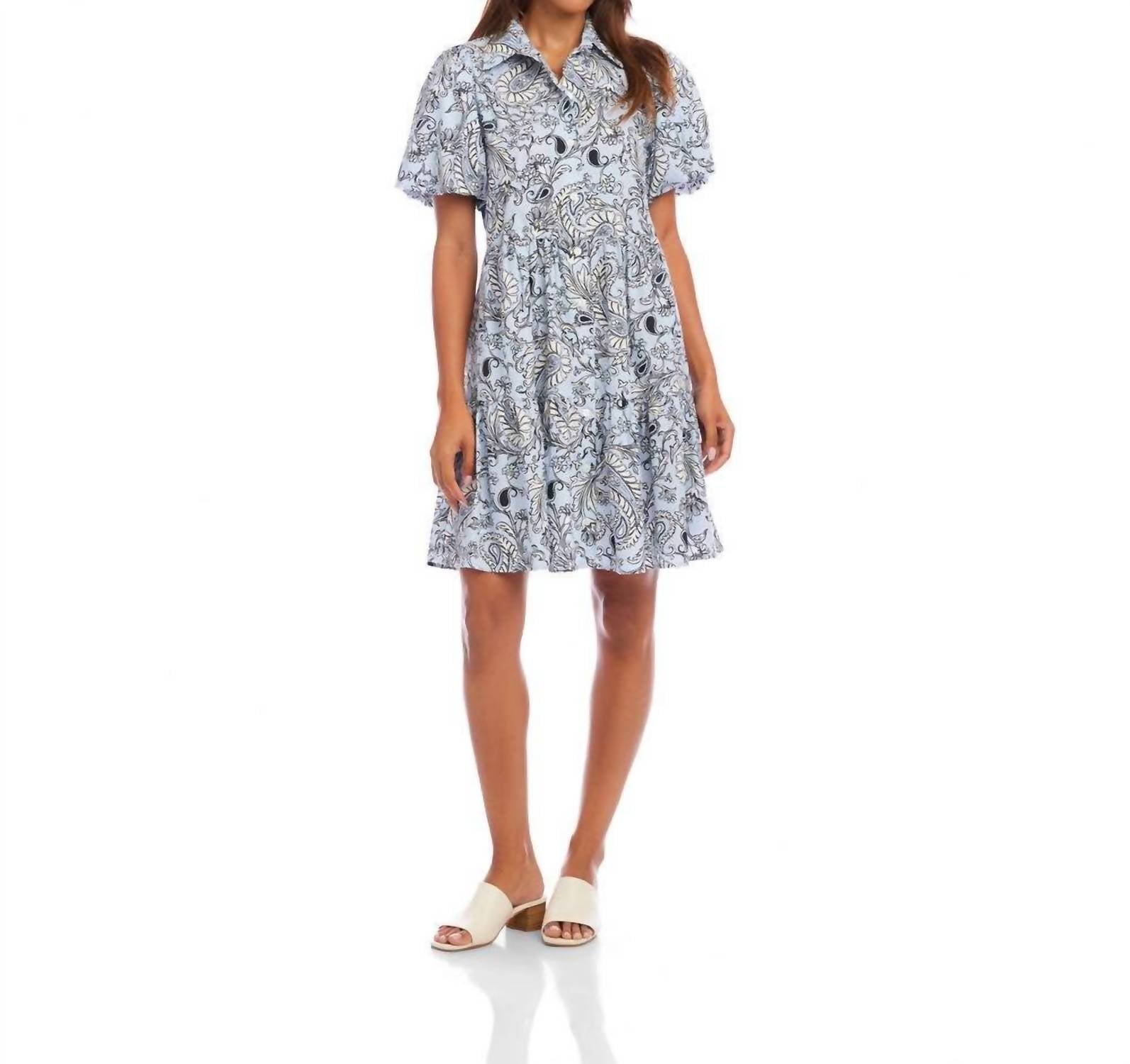 Karen Kane - Puff Sleeve Tiered Shirtdress