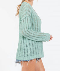 Heyson - Open Knit Front Button Sweater