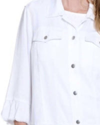 Multiples - 3/4 Sleeve Ruffle Hem Jean Jacket