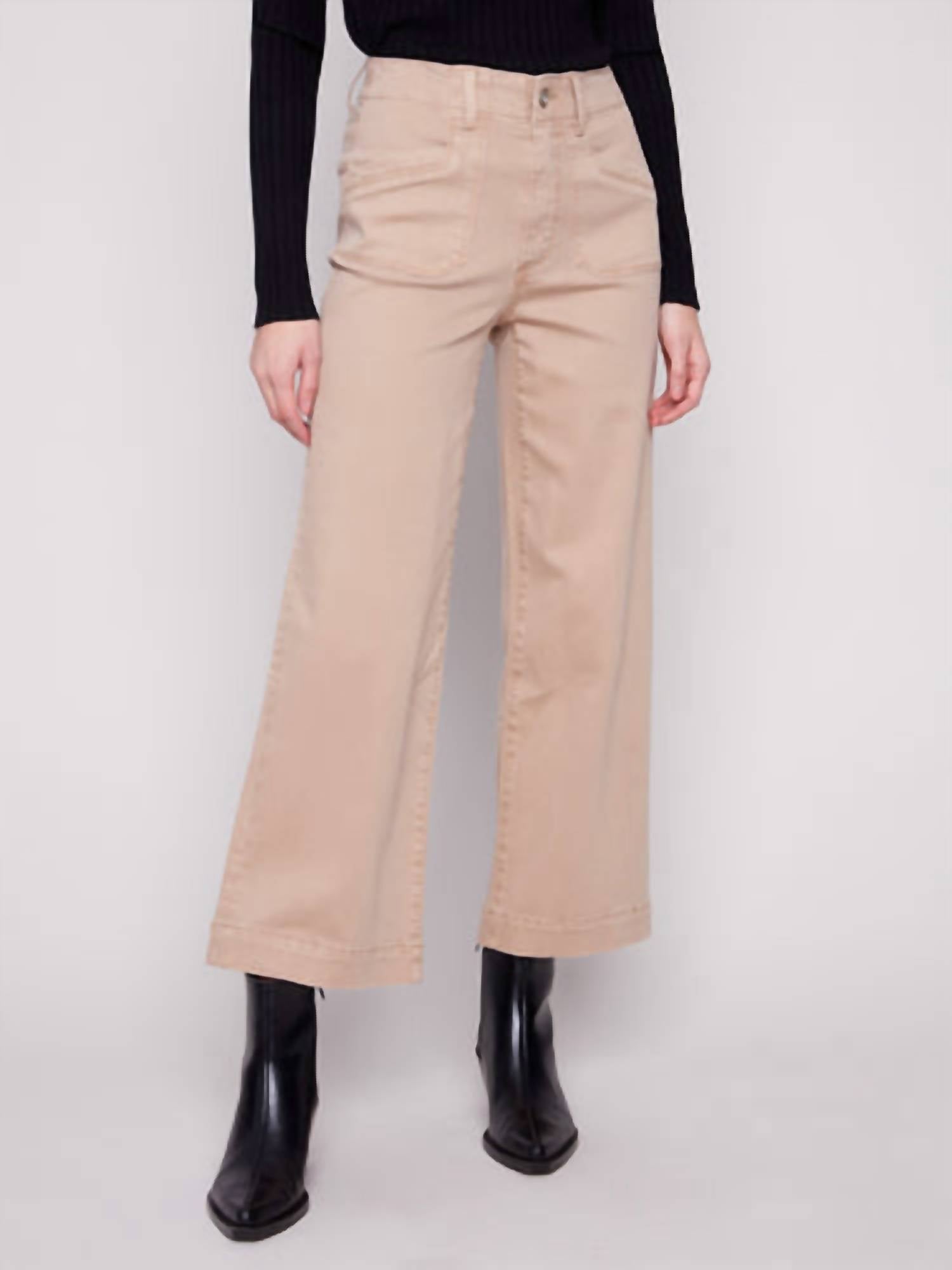 Charlie B - Cropped Wide Leg Stretch Twill Pants