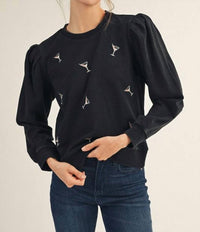 Jodifl - Martini Cocktail Embroidered Top