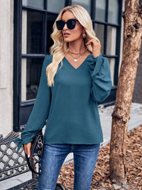 Epretty - Wrinkled V Neck Blouse