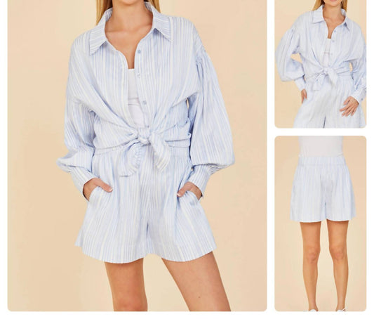 Dolce Cabo - Pleated Stripe blouse