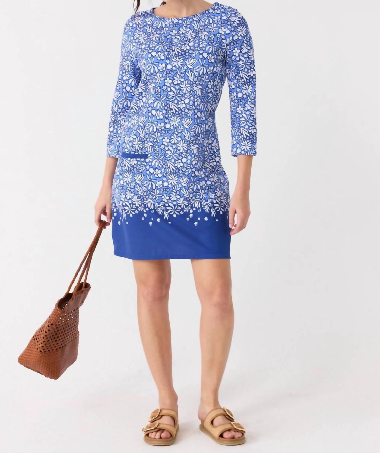 Cabana Life Cabana Mini Shift Dress in seaside floral navy - women's dress - detail view