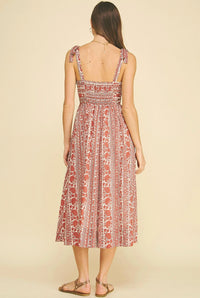 PINCH Floral Tie Strap Midi Dress in red - women's dress - view 4