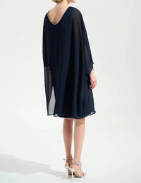 Joseph Ribkoff - Chiffon Poncho Overlay Sheath Dress