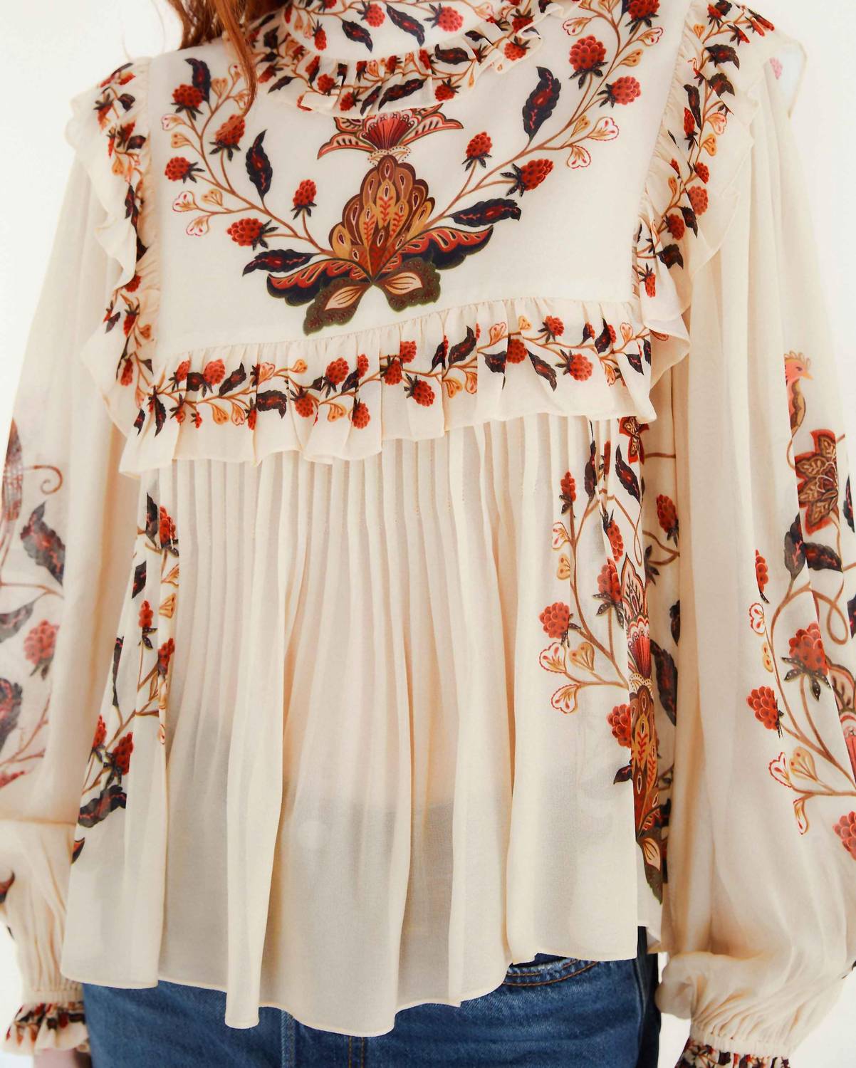 Farm Rio - Berry Garden Long Sleeve Blouse