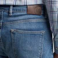 PETER MILLAR CC Vintage Washed 5-Pocket Jeans - 32" in denim blue - men's jeans - alternate view