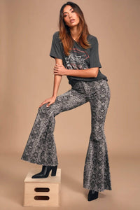 Free People - Just Float On Snake Print Flare Jean