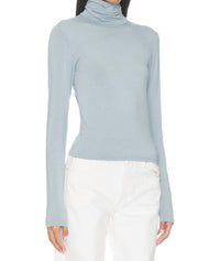 RIPLEY RADER Turtleneck Top in chambray - women's long sleeve top - detail view