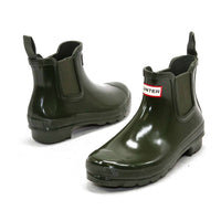 HUNTER Women's Original Gloss Chelsea Boots in dark olive - women's shoe - view 4