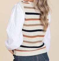 Fate - Layered Shirt Stripe Sweater