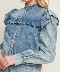 Flying Tomato - Acid Washed Denim Top