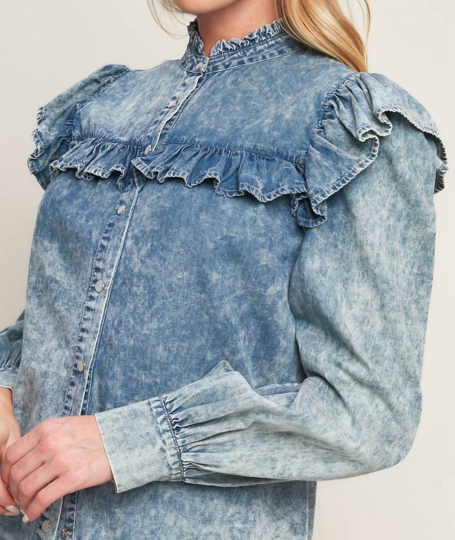 Flying Tomato - Acid Washed Denim Top