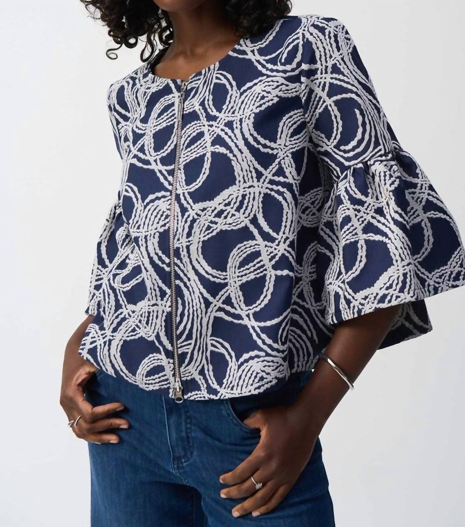 Joseph Ribkoff - Abstract Jacquard Trapeze Jacket