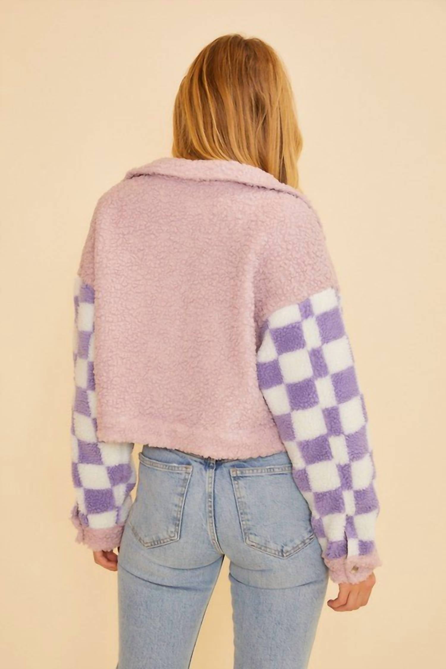 Disco Avenue CHECK ME OUT COAT in purple - women's jacket - view 4
