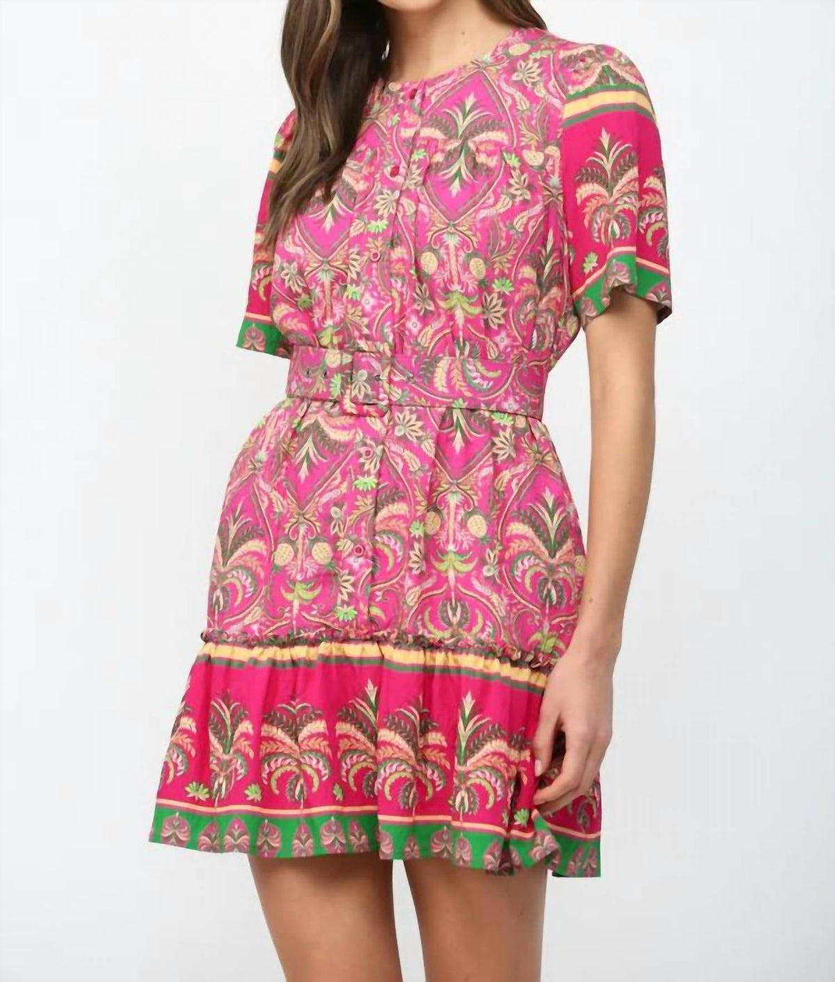 Fate - Botanical Border Button Down Mini Dress