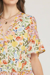 entro Mixed Floral Ruffle Dress in multi - women's dress - view 6