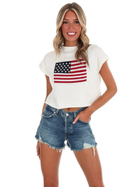 Le Lis - Freedom Found Boxy Short Sleeve Sweater