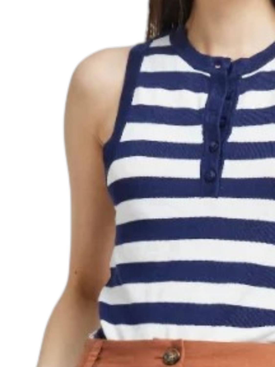 Self Contrast - Women's Sleeveless Henley Top