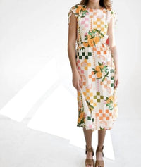 Never a Wallflower Oranges Cinch Waist Dress in citrus - women's dress - detail view