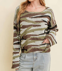 Cloud Ten - Camo Boat Neck Sweater