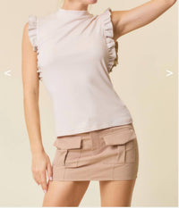 Doe And Rae - Faux Leather Ruffle Tank Top
