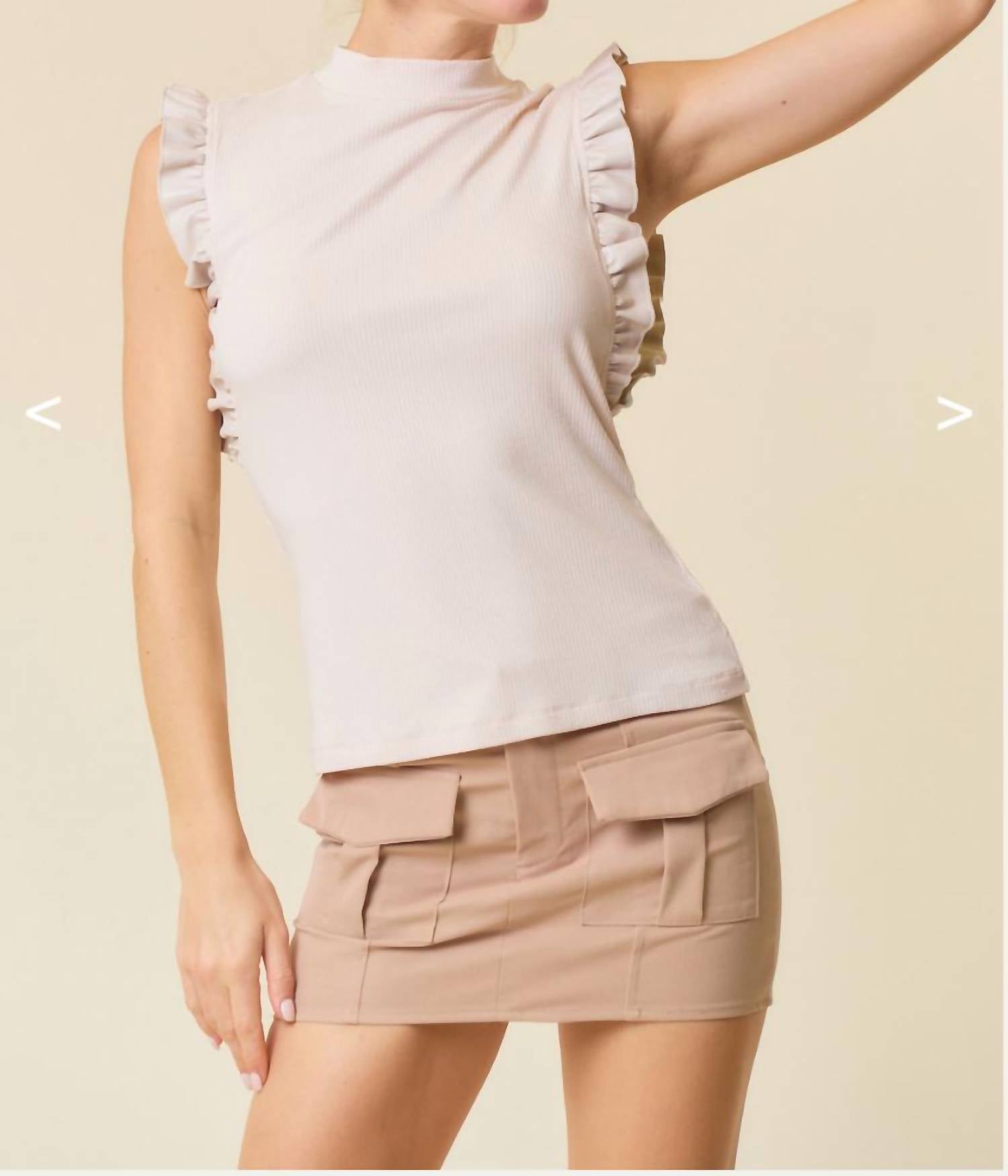 Doe And Rae - Faux Leather Ruffle Tank Top