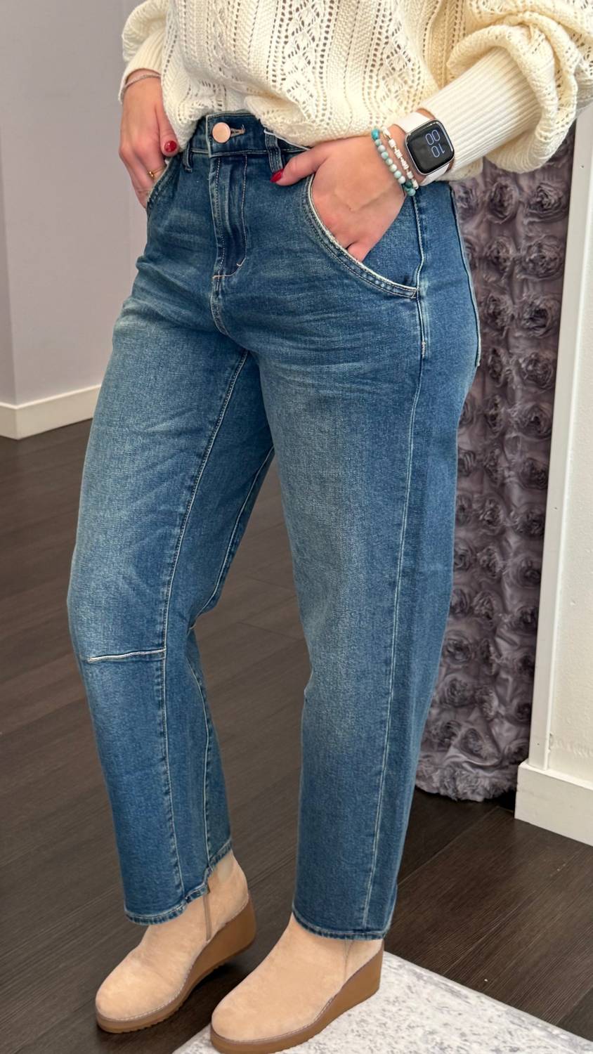 DEAR JOHN DENIM Lasso Barrel Leg Jeans in blue mix - women's jeans - alternate view