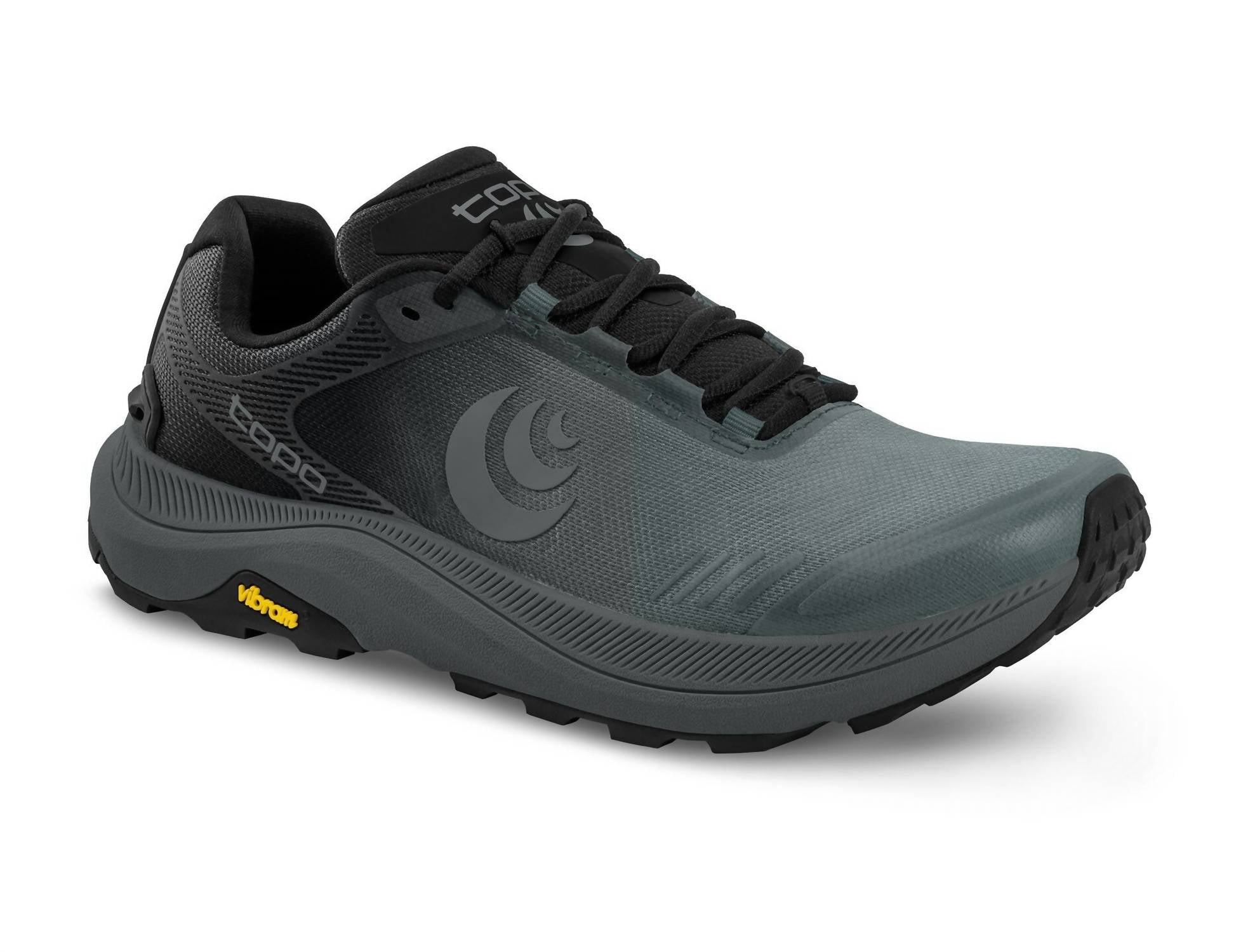 Topo Athletic Men's Mt-5 Running Shoes in black charcoal - men's sneaker - detail view
