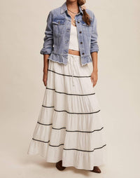 Listicle - Ruffled Hem Denim Jacket