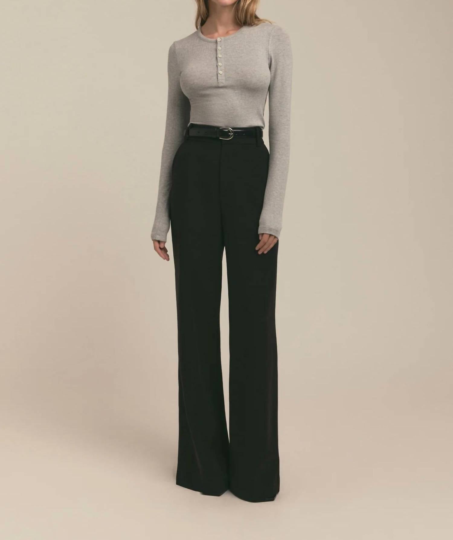 Favorite Daughter - Henley Ribbed Long Sleeve Shirt