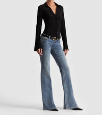 Alice + Olivia - Freya Fitted Nipped Waist Botton Down Top