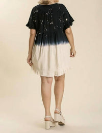 Umgee - Dip Dye Pocket Mini Dress Plus