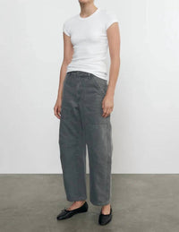 Enza Costa - Textured Rib Cap Sleeve Crew Top
