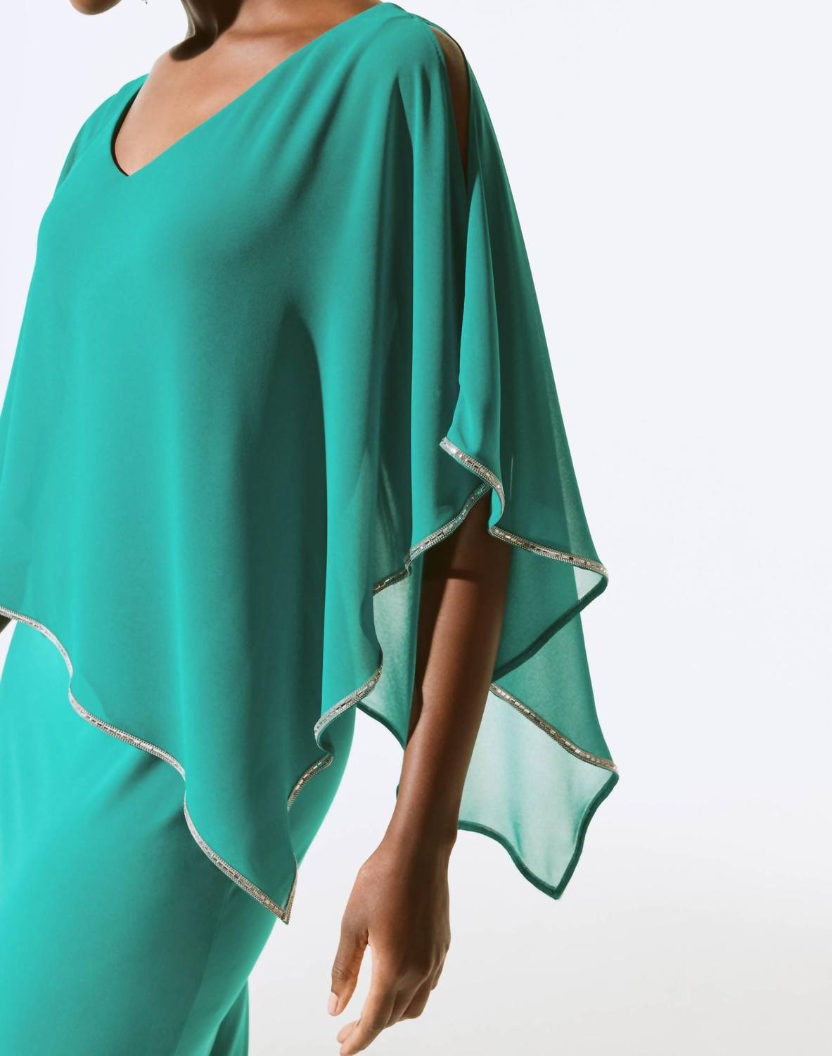 Joseph Ribkoff - Embellished Chiffon Overlay Sheath Dress