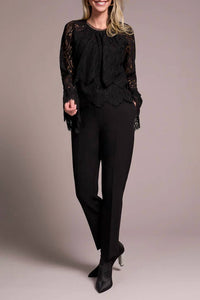 TRIBAL Tiered Blouse With Lined Body in black - women's blouse