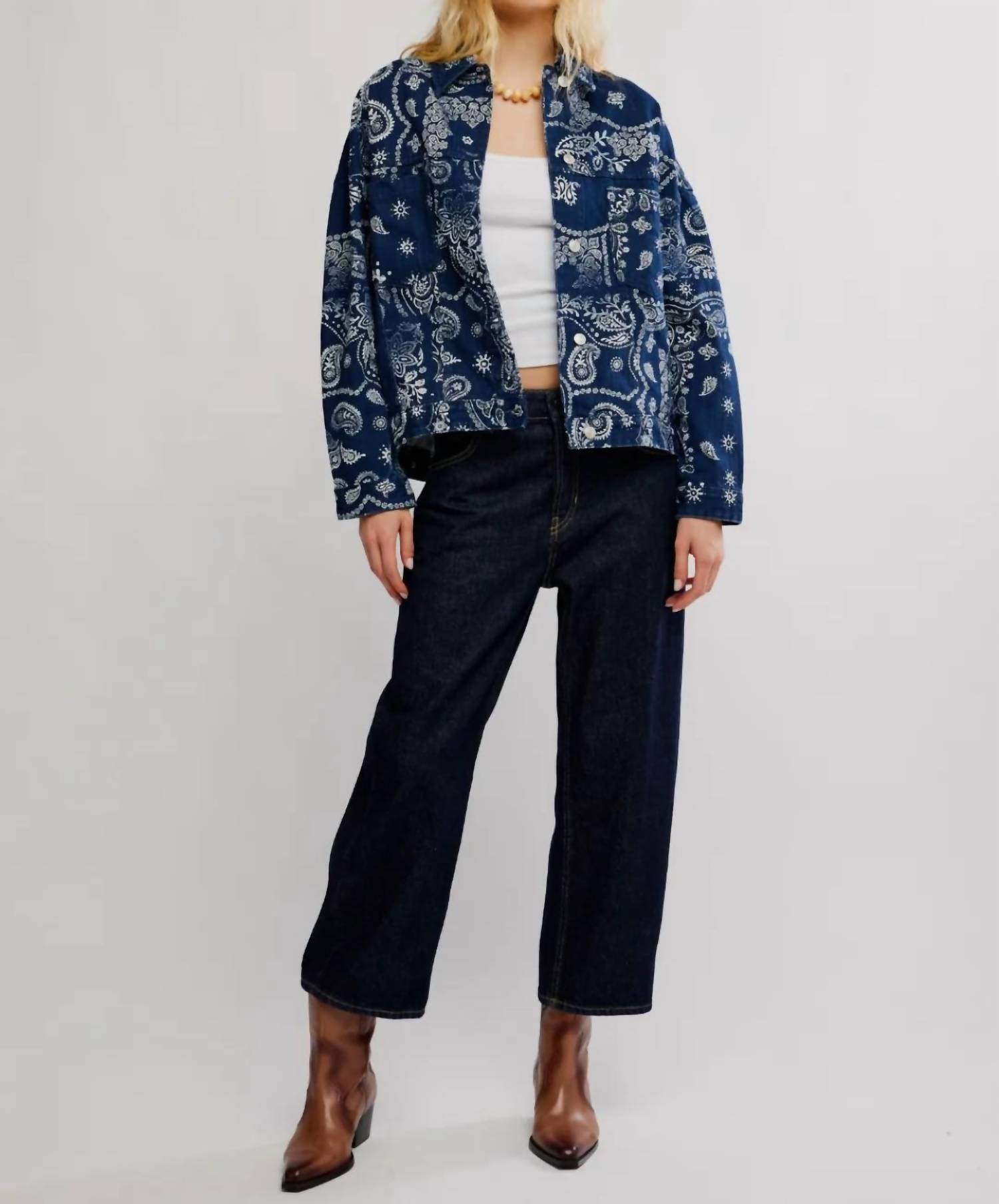 Free People - Opal Swing Printed Denim Jacket